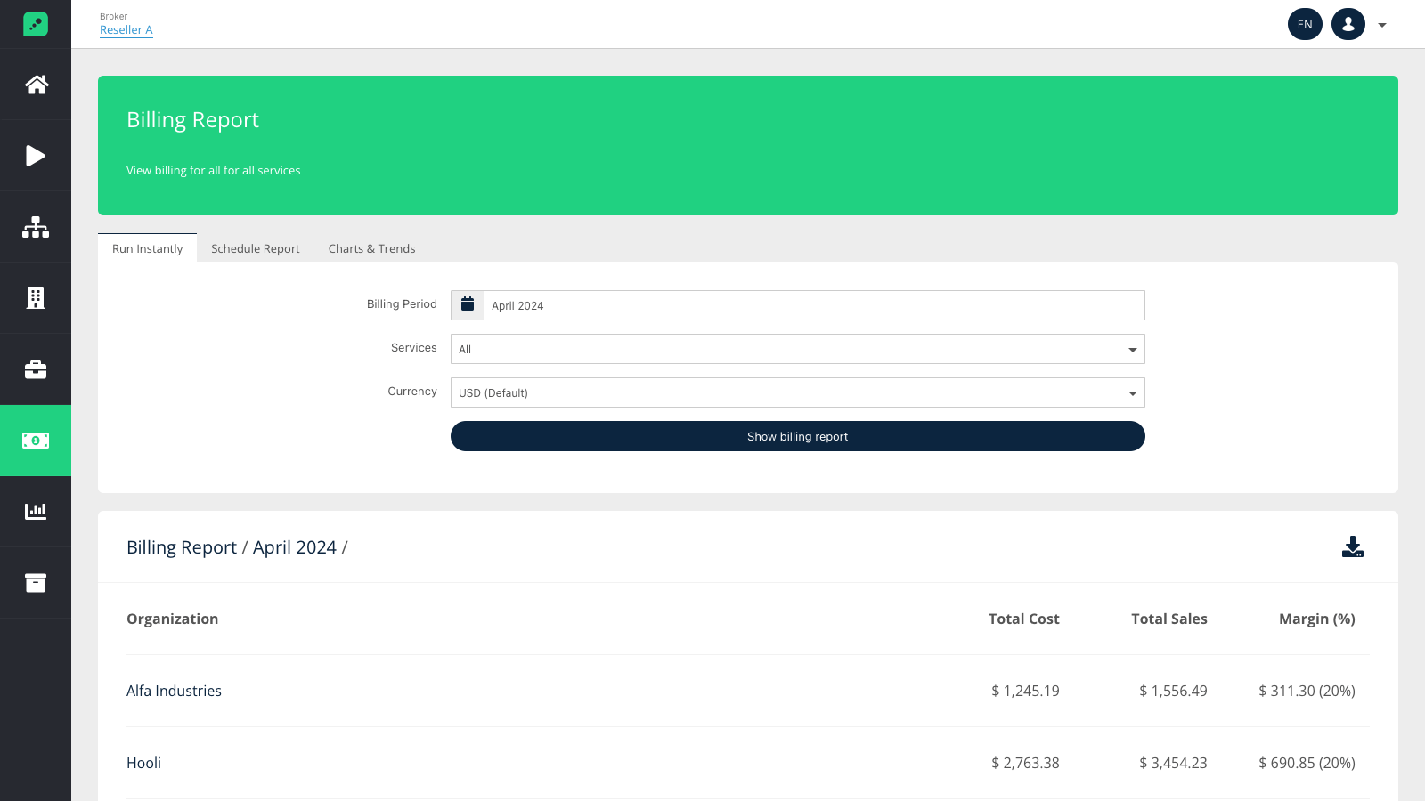 General Billing Report with filter